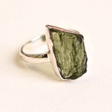 Inel argint 925 cu Moldavit natural brut Marime M64-65 11 ,   Piatra transformarii spirituale
