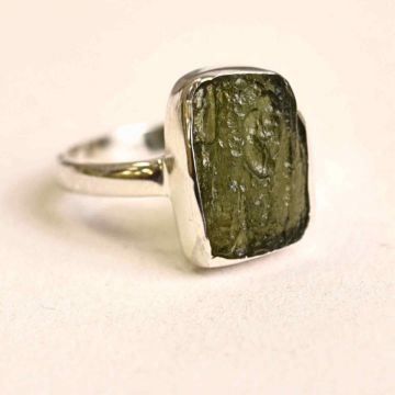 Inel argint 925 cu Moldavit natural brut Marime M52-53 6 ,   Piatra transformarii spirituale