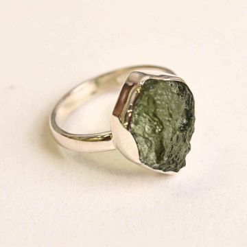 Inel argint 925 cu Moldavit natural brut Marime M57-58 8 ,   Piatra transformarii spirituale