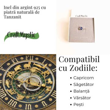 Inel Argint 925 cu Tanzanit Lacrima ,   Vindecare si Claritate Interioara