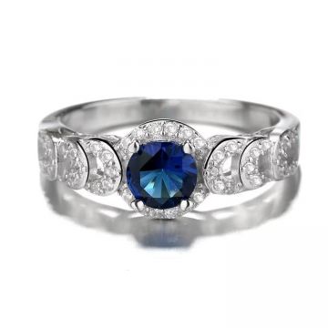 Inel argint 925, JW1845, model elegant cu zirconiu albastru, placat cu rodiu