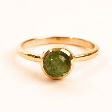 Inel Argint 925 Placat cu Aur 18K cu Turmalina Verde Marime 51 (EU)   5.5 (US) ,   Echilibru si Incredere Interioara