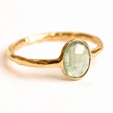 Inel argint 925 placat cu aur 18K si Kyanit verde menta fatetat ,   Echilibru si incredere