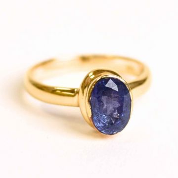 Inel argint 925 placat cu aur 18K si Tanzanit oval fatetat