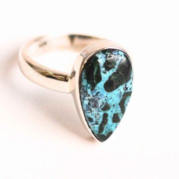 Inel cu Malachit si Crisocola Montura din Argint 925 ,    Protectie energetica si echilibru emotional, 4.65gr