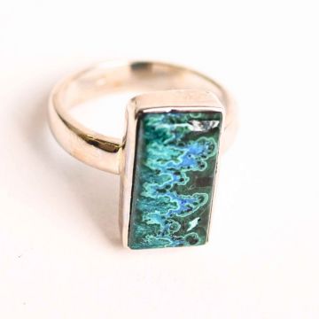 Inel cu Malachit si Crisocola Montura din Argint 925 ,   Protectie Energetica si Echilibru Emotional, 4.90 gr