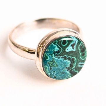 Inel cu Malachit si Crisocola Montura din Argint 925 ,    Protectie energetica si echilibru emotional, 6.12 gr