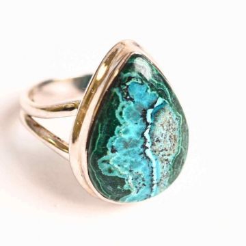 Inel cu Malachit si Crisocola Montura din Argint 925 ,    Protectie energetica si echilibru emotional, 6.32 gr