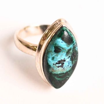 Inel cu Malachit si Crisocola Montura din Argint 925 ,    Protectie energetica si echilibru emotional,6.80gr