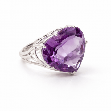 Inel din Argint 925 cu Ametist in Forma de Inima ,   Calm Interior si Protectie Emotionala