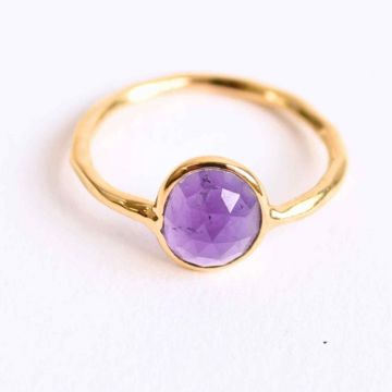 Inel din Argint 925 placat cu Aur de 18K cu Ametist Fatetat 1.58 gr M54   7,   Claritate mentala si echilibru emotional