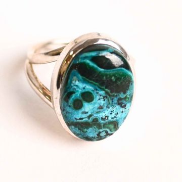 Inel Malachit si Crisocola montura Argint 925 - Protectie si echilibru emotional, 7.14 gr