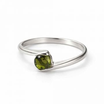 Inel minimalist din Argint 925 rodiat cu Moldavit natural fatetat ,   claritate, protectie si evolutie interioara