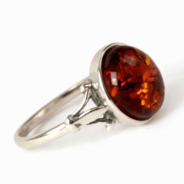 Inel Oval din Argint 925 cu Chihlimbar Natural ,   Eleganta Calda si Echilibru