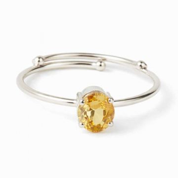 Inel reglabil din argint 925 cu citrin fatetat, o bijuterie care aduce lumina si claritate in ritmul zilnic
