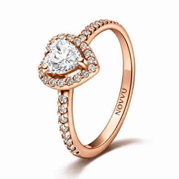 Inel White Heart Rose - 48