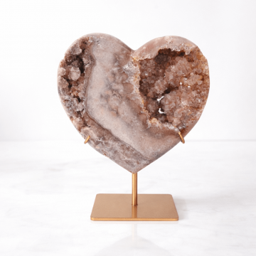Inima din ametist roz cu calcit si cuart ,   geoda naturala sculptata manual in Brazilia 1.575 kg