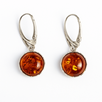 Piatra caldurii si linistii ,   Cercei simpli cu chihlimbar si montura argint 925