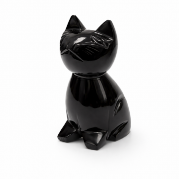 Pisica din Obsidian Negru natural Mexic ,   protectie Feng Shui, noroc si echilibru energetic