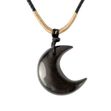 Protectie si Claritate ,   Colier Luna din Obsidian de Gheata Natural