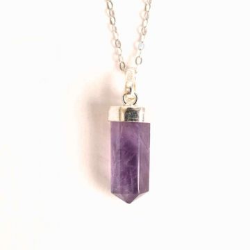 Protectie si Claritate Zilnica ,   Colier Turnulet cu Ametist si Argint 925