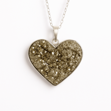 Putere si Incredere Zilnica ,   Colier Inima cu Pirita si Argint 925