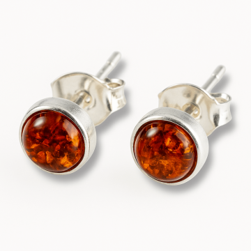 Rafinament discret ,   Cercei Finuti din Argint 925 cu Chihlimbar