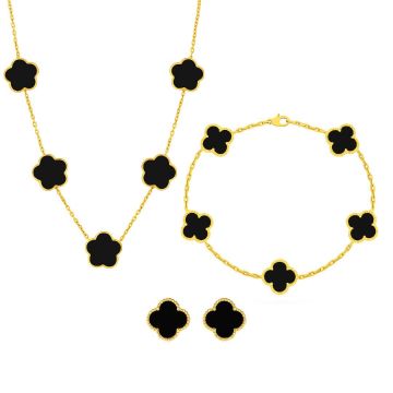 Set Bijuterii Colier,Bratara si Cercei Van Luxy Black Gold