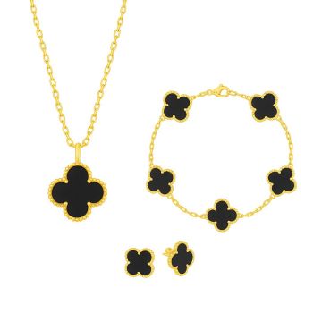 Set Bijuterii Colier,Bratara si Cercei Van Luxy Black Gold