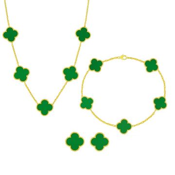 Set Bijuterii Colier,Bratara si Cercei Van Luxy Green Gold