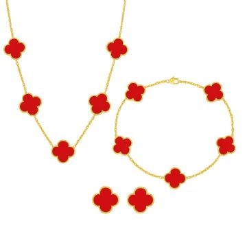 Set Bijuterii Colier,Bratara si Cercei Van Luxy Red Gold