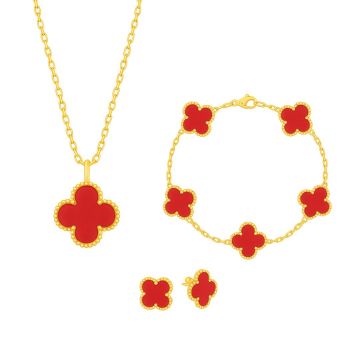 Set Bijuterii Colier,Bratara si Cercei Van Luxy Red Gold