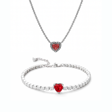 Set bijuterii Colier si Bratara Red Heart