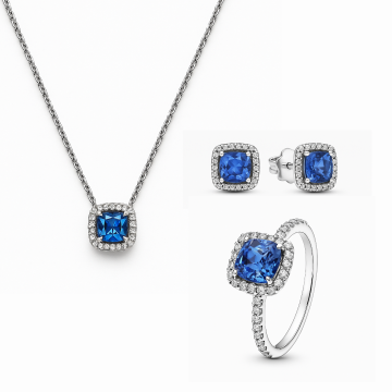 Set bijuterii Inel,Cercei si Colier Blue - 48