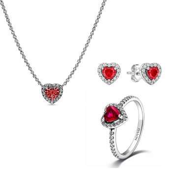 Set bijuterii Inel,Cercei si Colier Red Heart - 48