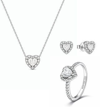 Set bijuterii Inel,Cercei si Colier White Heart - 48