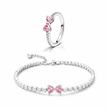 Set bijuterii Inel si Bratara Pink Bow - 48