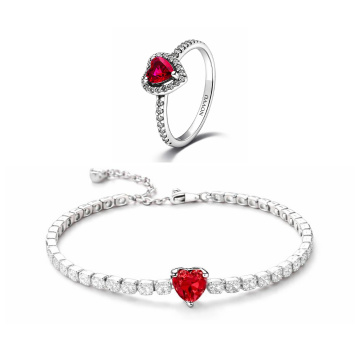 Set bijuterii Inel si Bratara Red Heart - 48