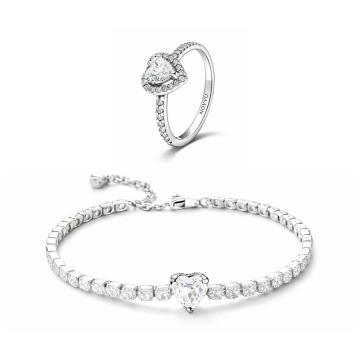Set bijuterii Inel si Bratara White Heart - 48