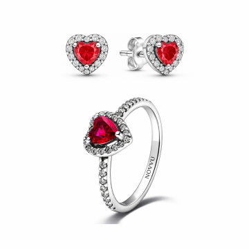 Set bijuterii Inel si Cercei Red Heart - 48