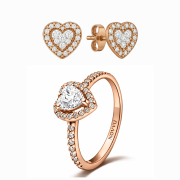 Set bijuterii Inel si Cercei White Heart - 48