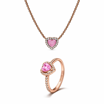 Set bijuterii Inel si Colier Pink Heart - 48