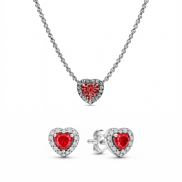 Set de bijuterii cu inimioară rosie