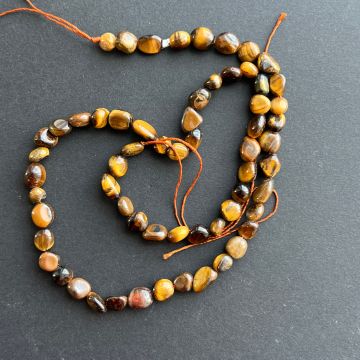 Sirag margele semipretioase pietre brute rulate OCHI DE TIGRU