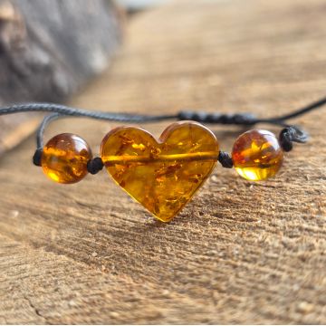 Bratara chihlimbar snur reglabil | Love