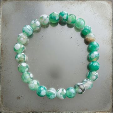 Bratara copii agat verde -alb 6 mm