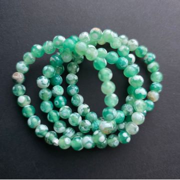 Bratara copii agat verde -alb 6 mm