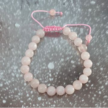 Bratara cuart roz 8-9 mm snur reglabil