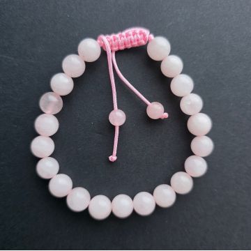 Bratara cuart roz 8-9 mm snur reglabil