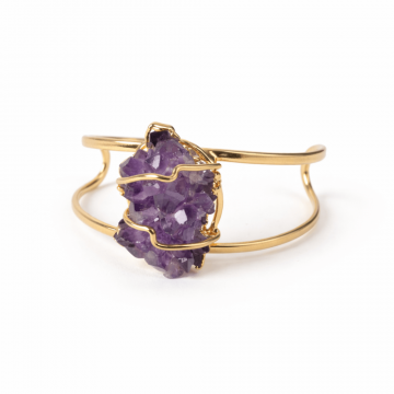 Bratara cuff cu Ametist natural ,   Echilibru spiritual in forma eleganta